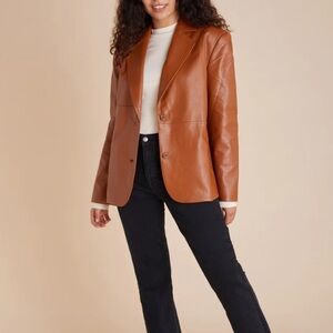 Jo West Paola Faux Leather Blazer Jacket NWT